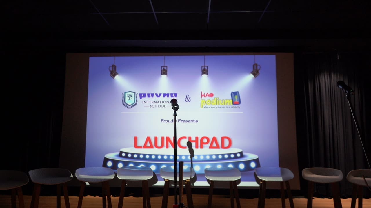 The WAO Podium Launchpad stage prepared for student speakers